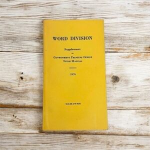 Vintage 1976 USGPO Word Division Guide (GPO Style Manual Supplement)
